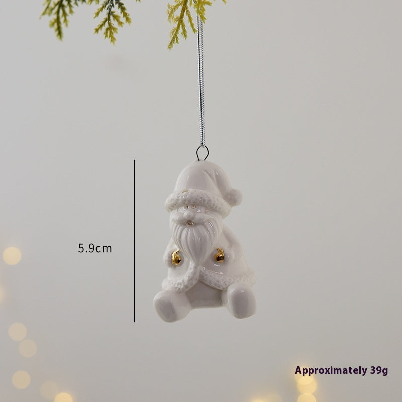 Mini House Ceramic Christmas Tree Small Pendant
