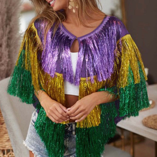 Carnival Party Metallic Raincoat Top Stage Performance Costume