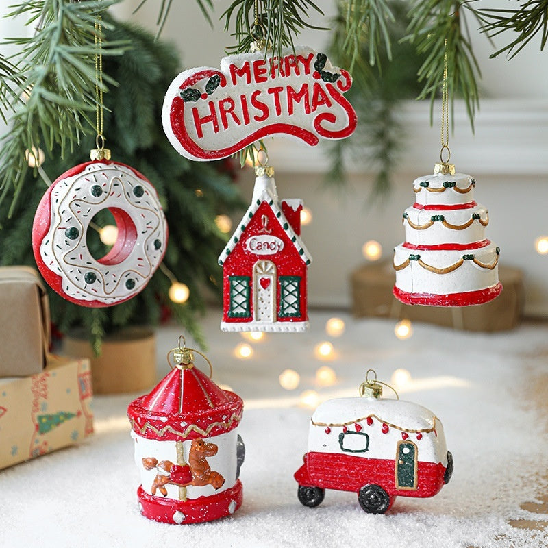 Christmas Tree Decorations Painted Plastic Christmas Pendant